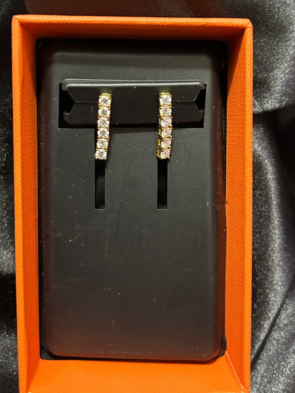 Gold over 925 Sterling Moissanite Bar Drop Earrings in 1.00CTW NWT